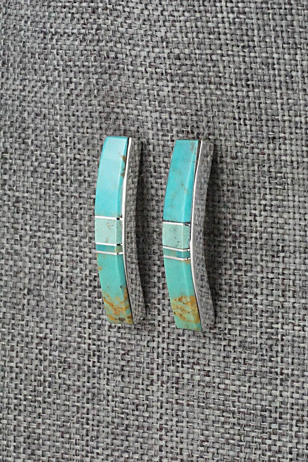 Turquoise & Sterling Silver Inlay Earrings - Marilyn Yazzie