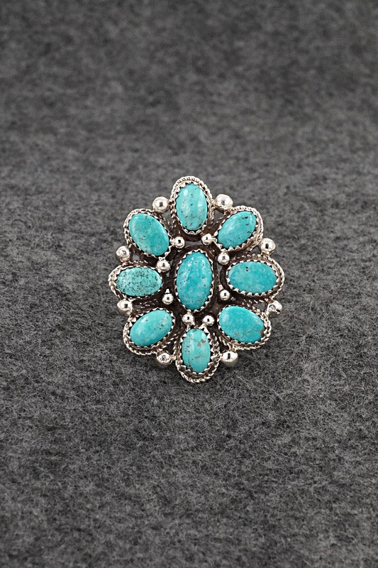 Turquoise & Sterling Silver Ring - Ernest Hawthorne - Size 7.75
