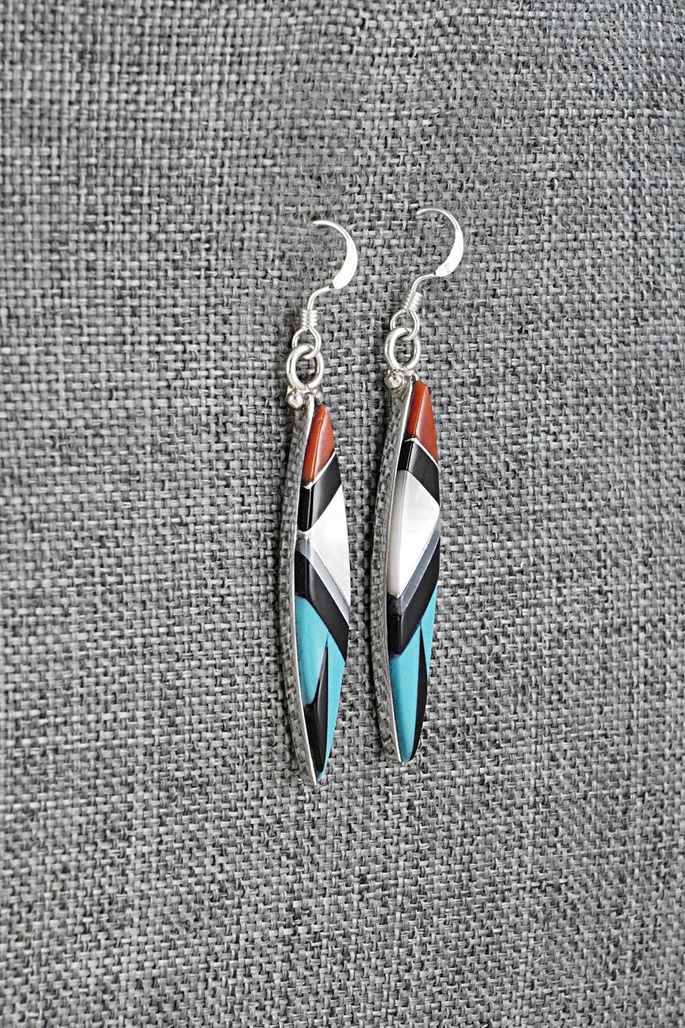 Multi-Stone Inlay & Sterling Silver Earrings - Cleo Kallestewa