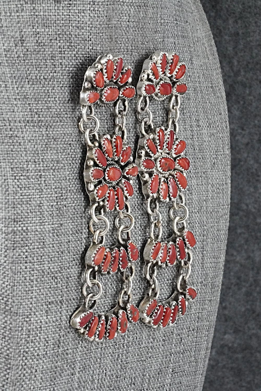 Coral & Sterling Silver Earrings - Justina Wilson