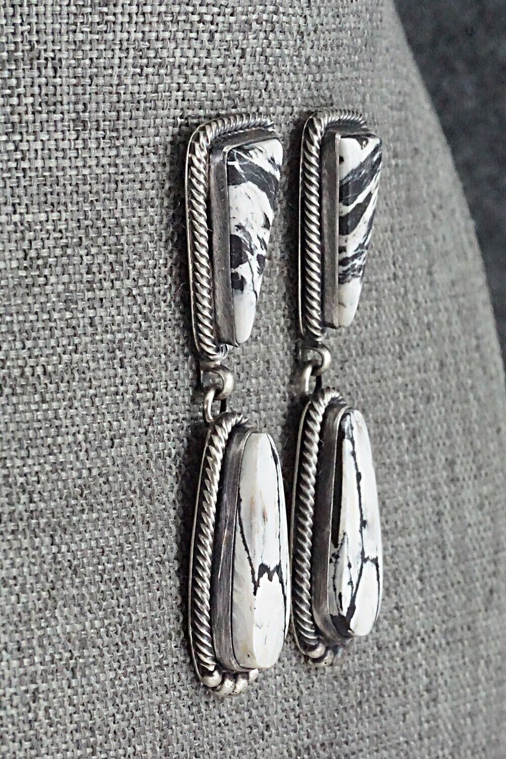 White Buffalo & Sterling Silver Earrings - Angela Martin