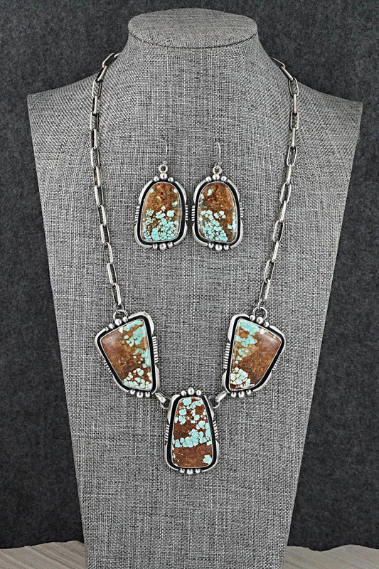 Turquoise & Sterling Silver Necklace and Earrings Set - Paul Livingston