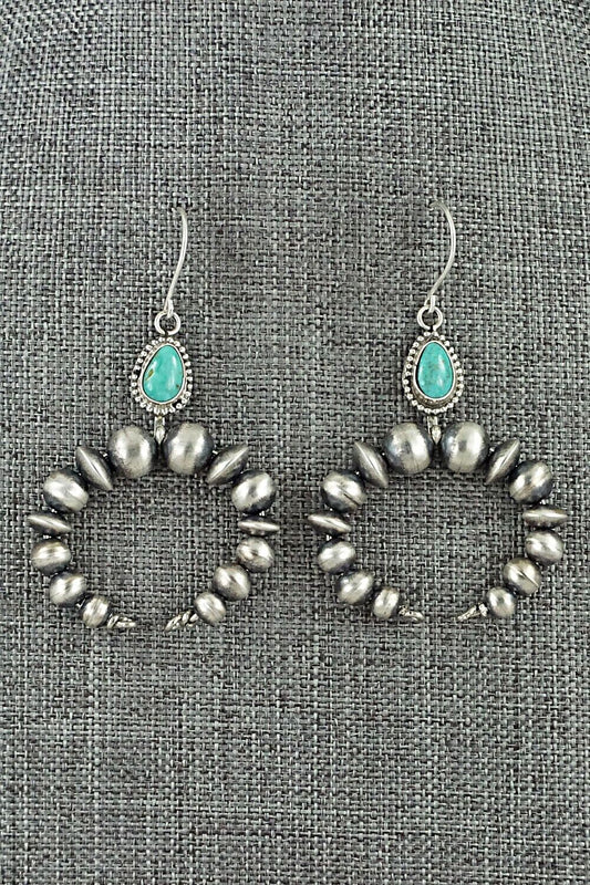 Turquoise & Sterling Silver Navajo Pearl Earrings - Grace Kenneth