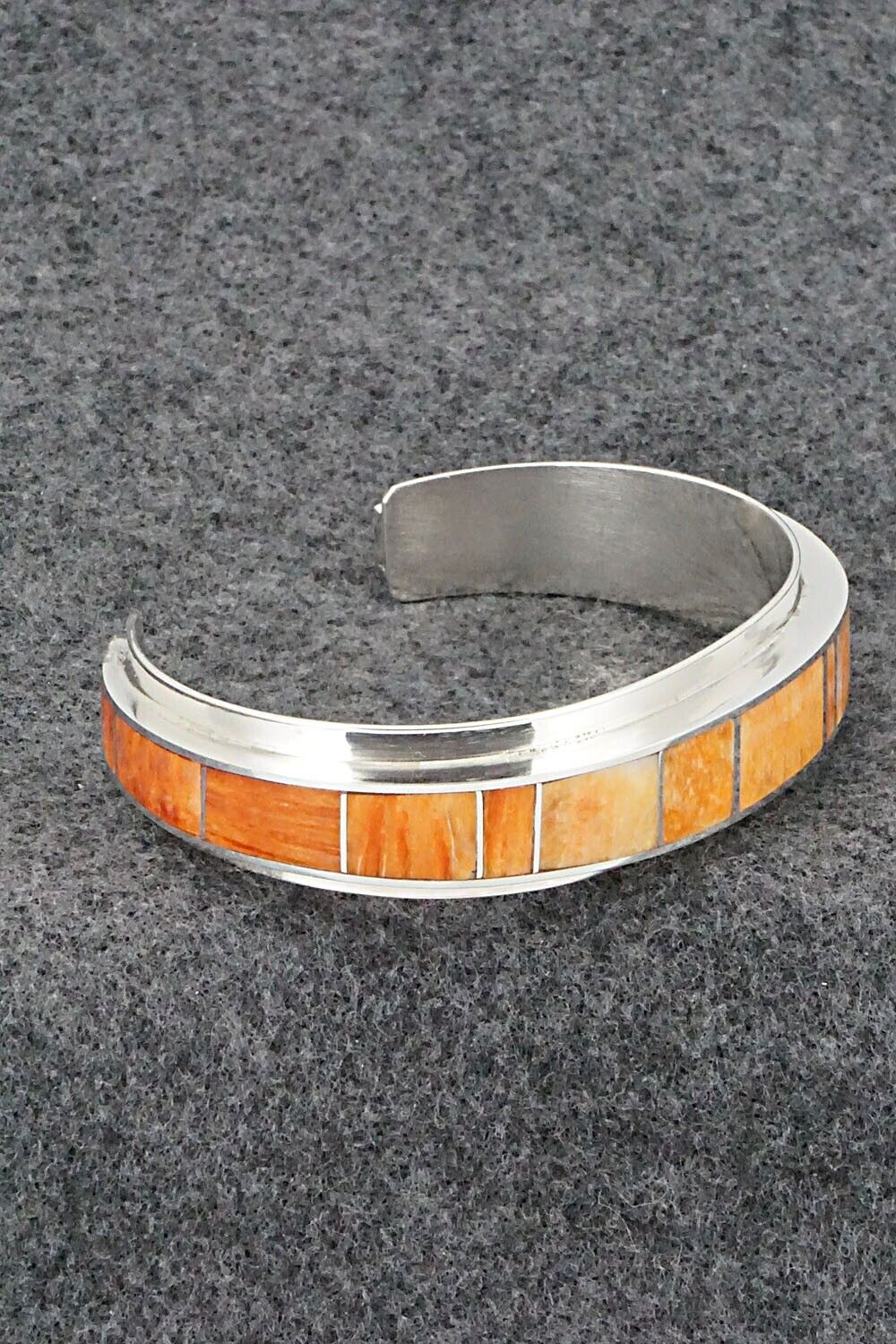 Spiny Oyster & Sterling Silver Inlay Bracelet - Harold Smith