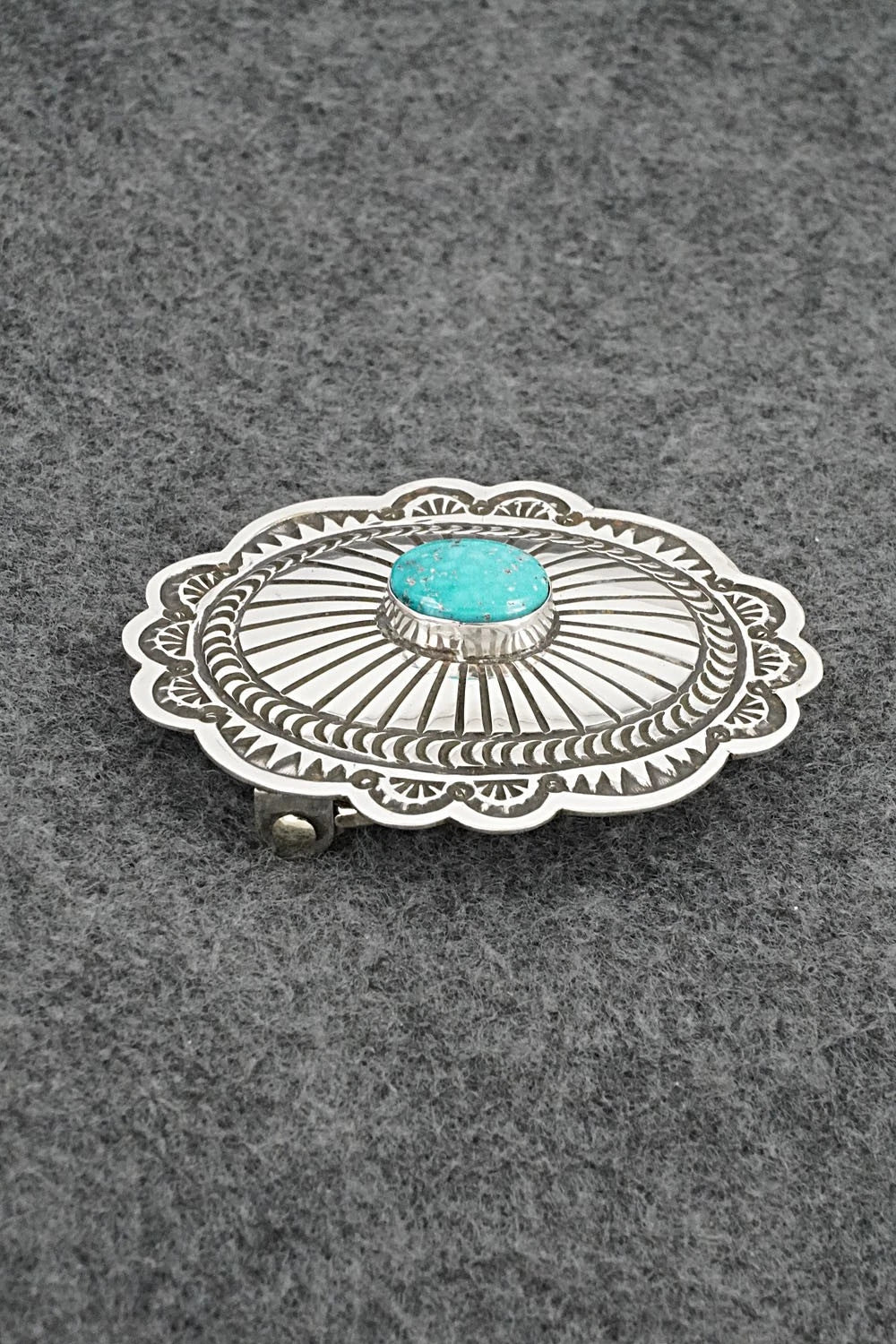 Turquoise & Sterling Silver Belt Buckle - Arnold Blackgoat