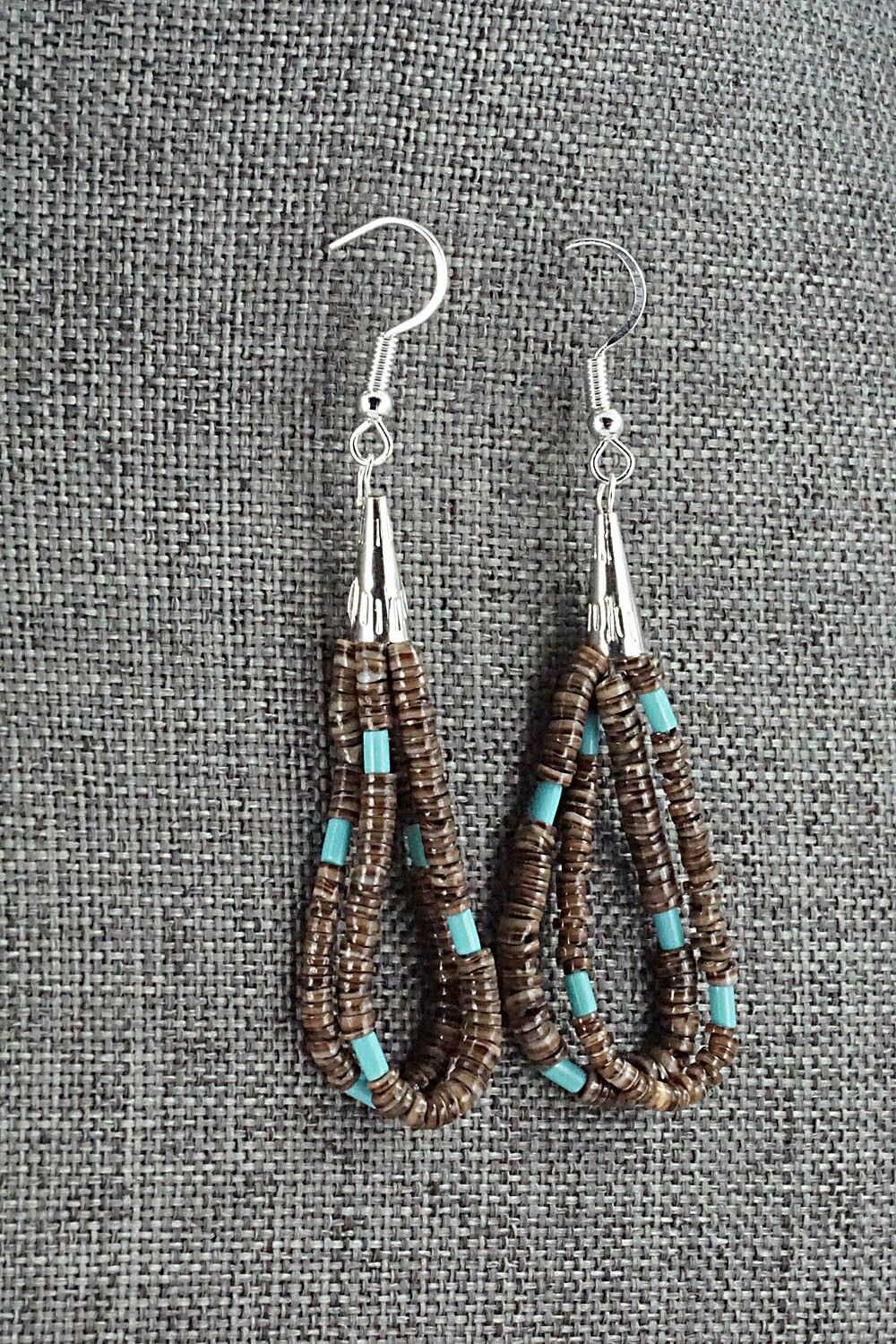 Turquoise, Shell & Sterling Silver Earrings - Ramona Bird