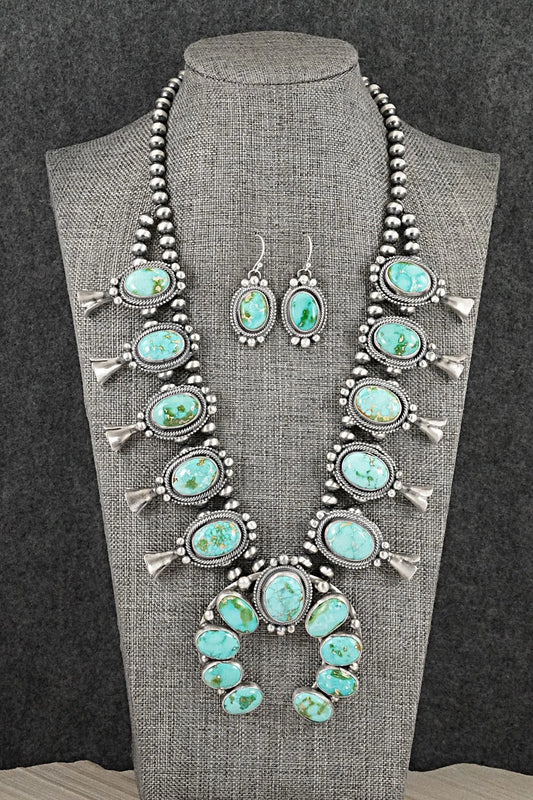 Turquoise & Sterling Silver Squash Blossom Set - Bobby Johnson