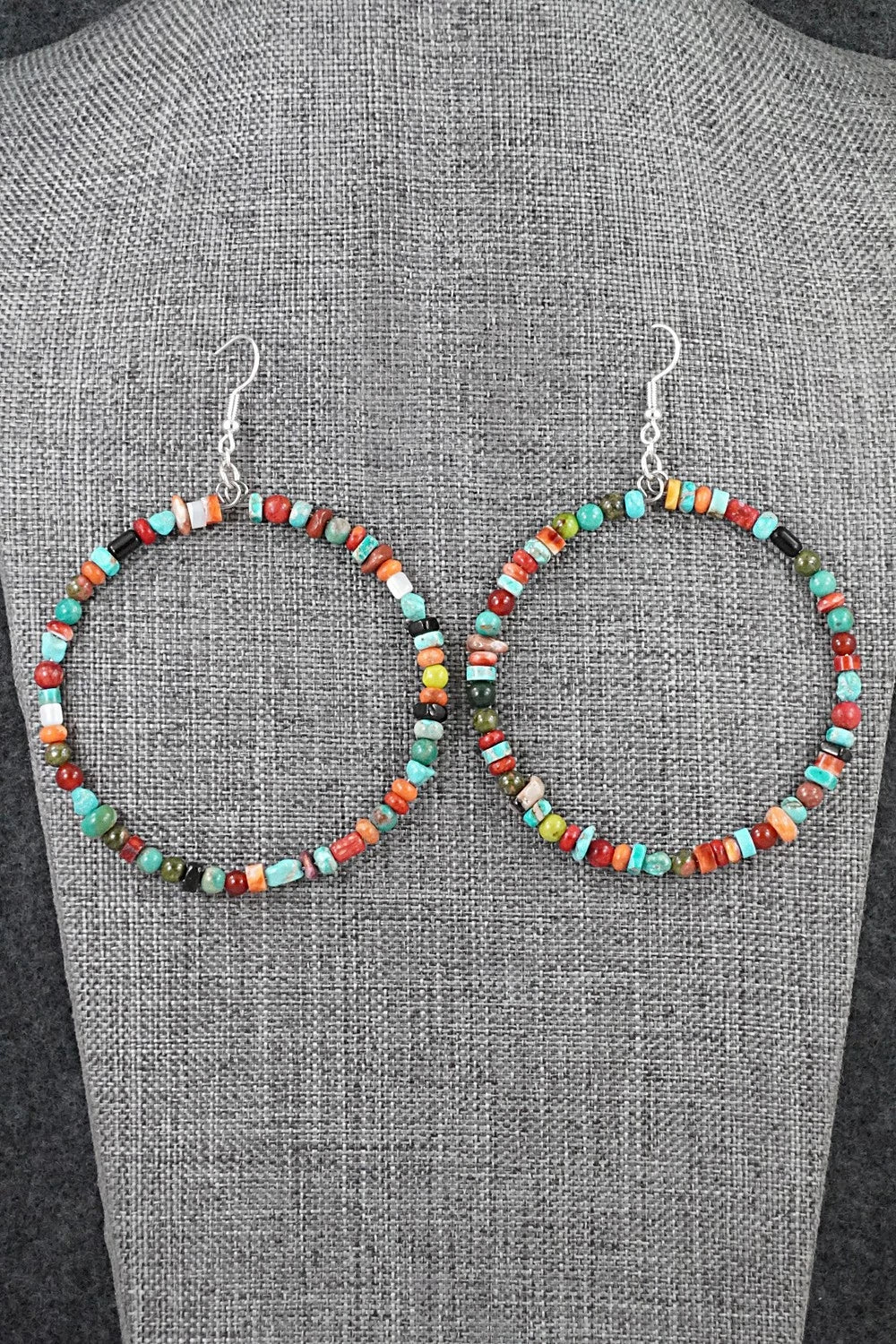Multi-Stone & Sterling Silver Earrings - Helen Tsosie