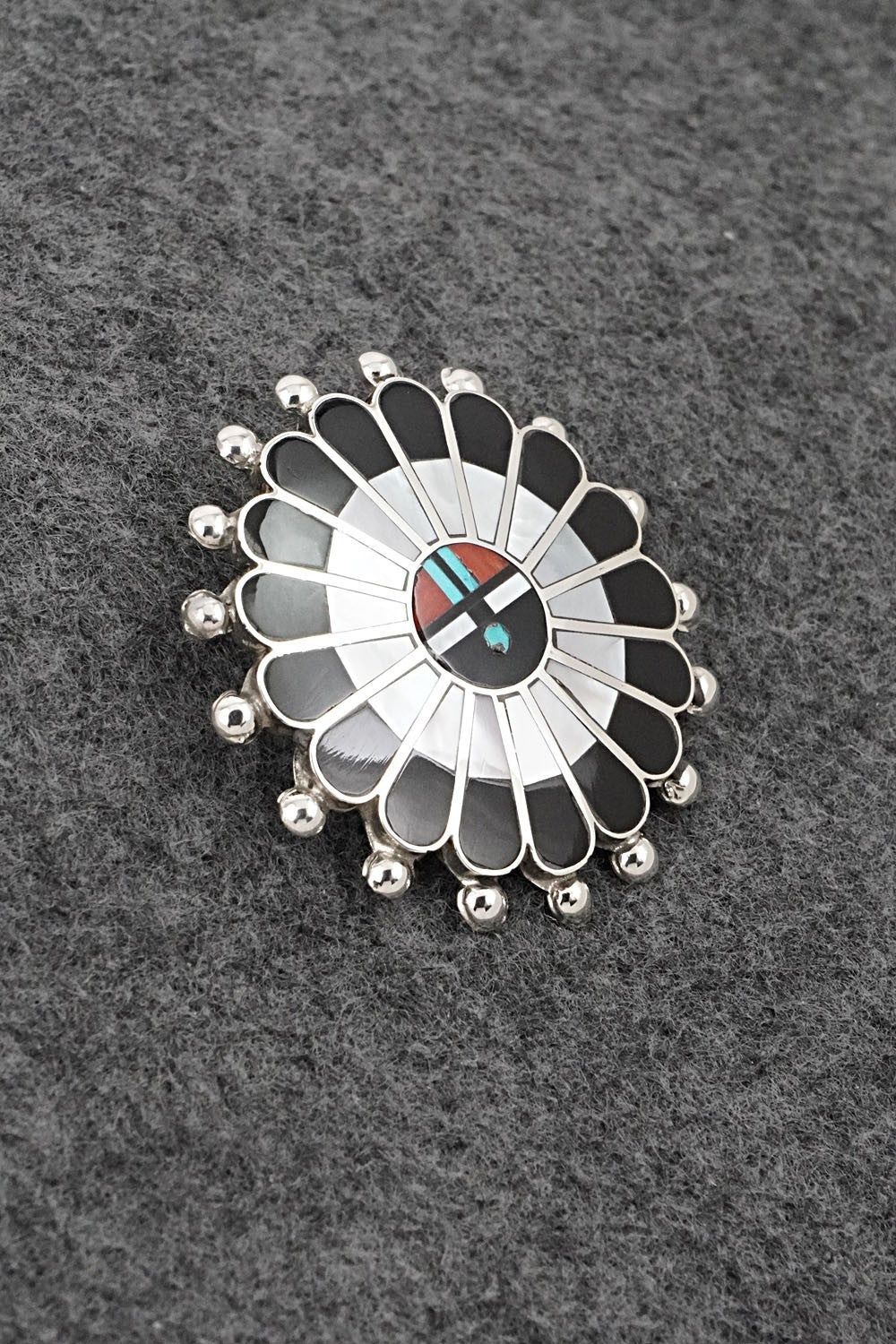 Multi-Stone & Sterling Silver Inlay Pendant/Pin - April Unkestine