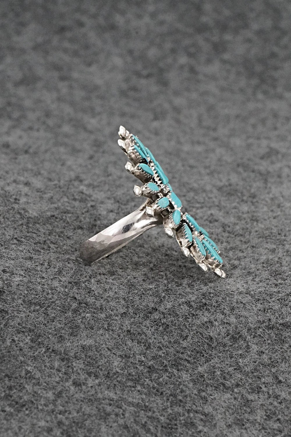Turquoise & Sterling Silver Ring - Evonne Hustito - Size 8.5