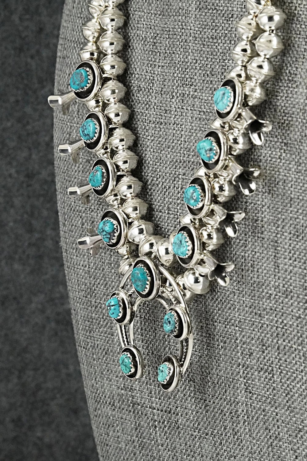 Turquoise & Sterling Silver Squash Blossom Set - Phil Garcia
