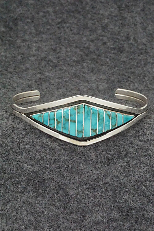 Turquoise & Sterling Silver Inlay Bracelet - Marvin Luarkie