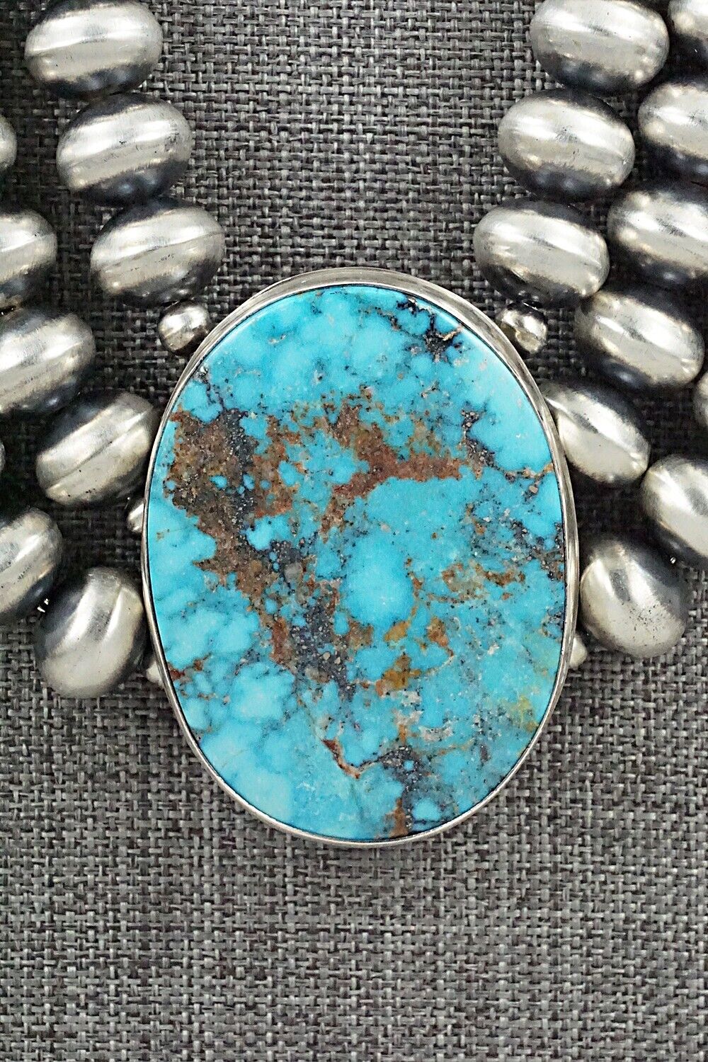 Turquoise & Navajo Pearl Sterling Silver Necklace - Alice Johnson