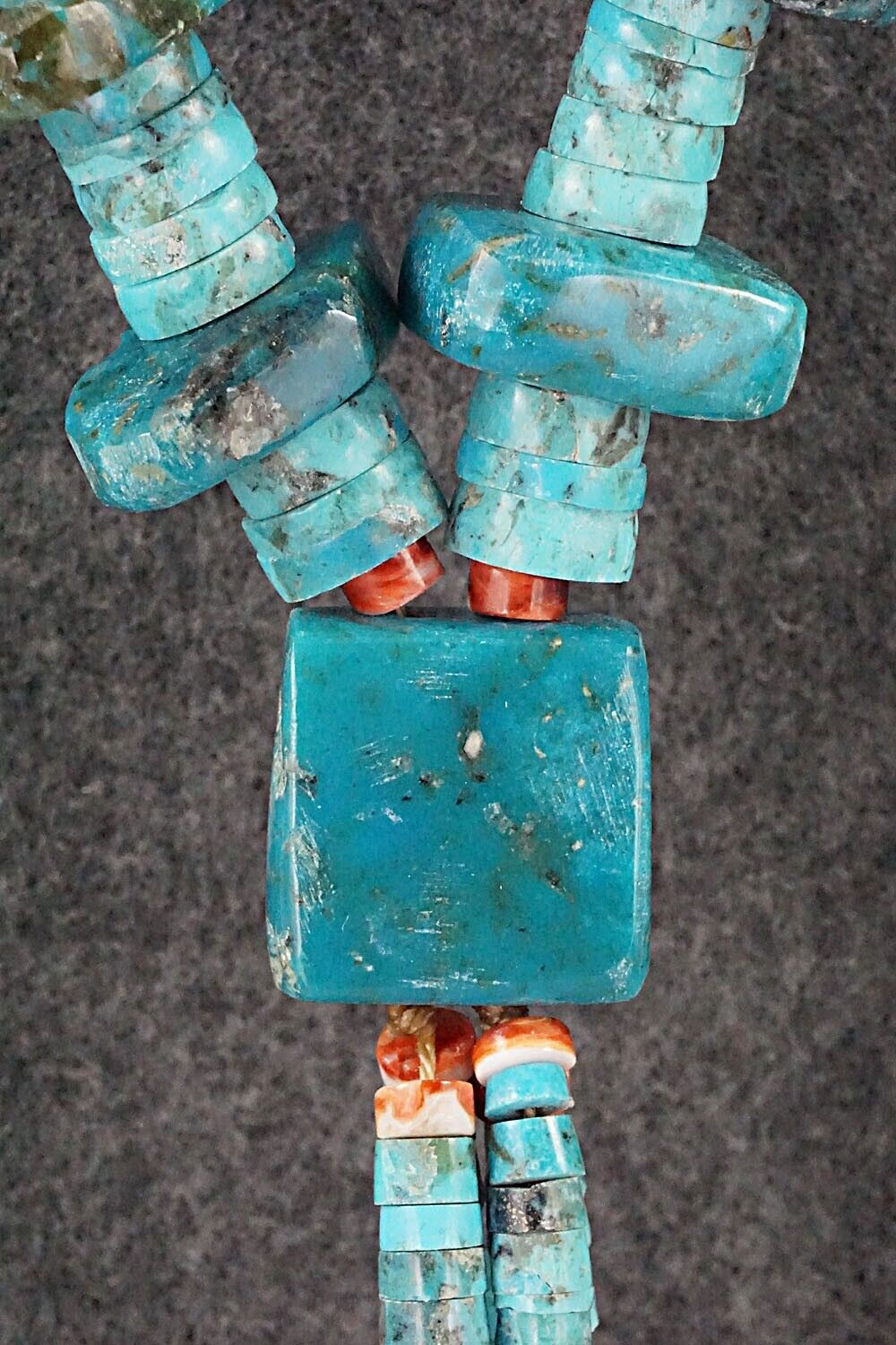 Spiny Oyster, Turquoise & Sterling Silver Necklace - Lupe Lovato