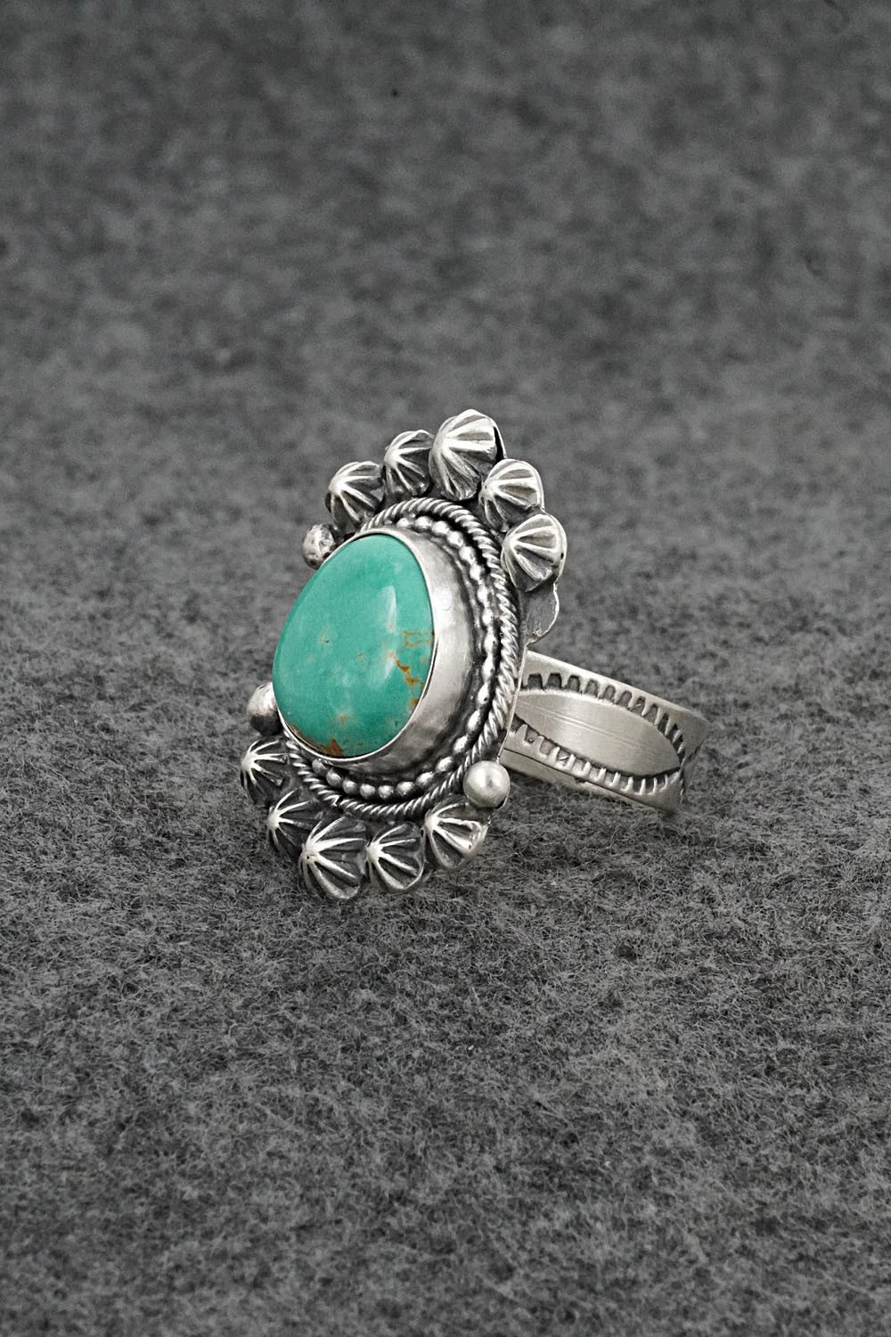 Turquoise & Sterling Silver Ring - Cordell Platero - Size Adjustable