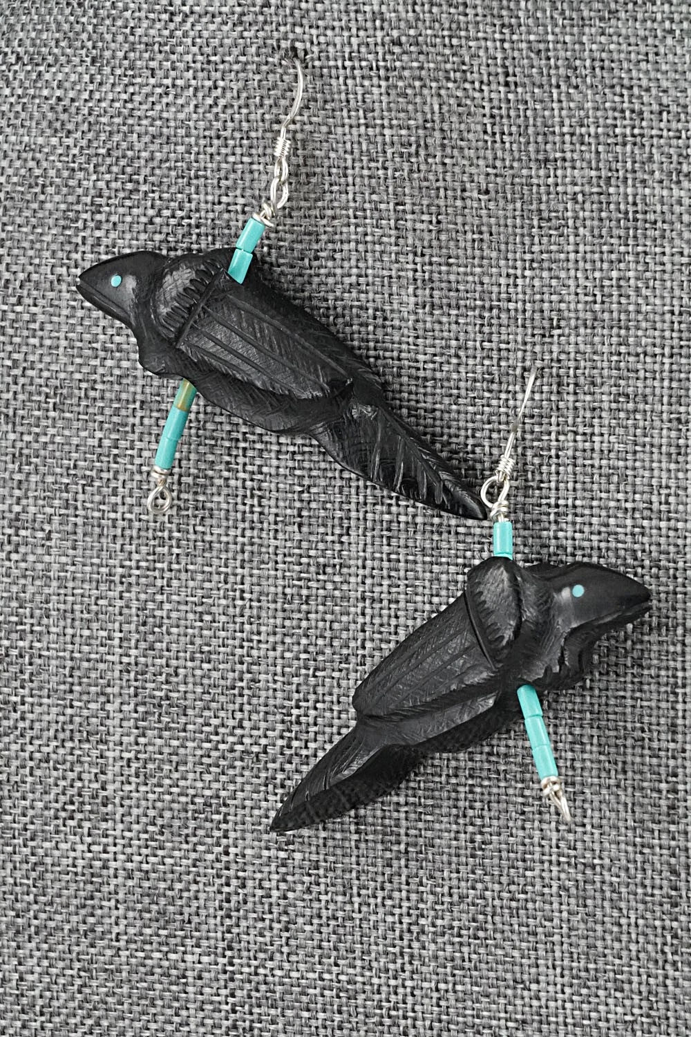 Turquoise & Jet Necklace and Earrings Set - Herb Halate