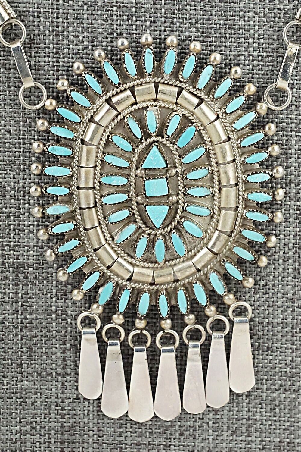 Turquoise & Sterling Silver Necklace and Earrings Set - Evonne Hustito