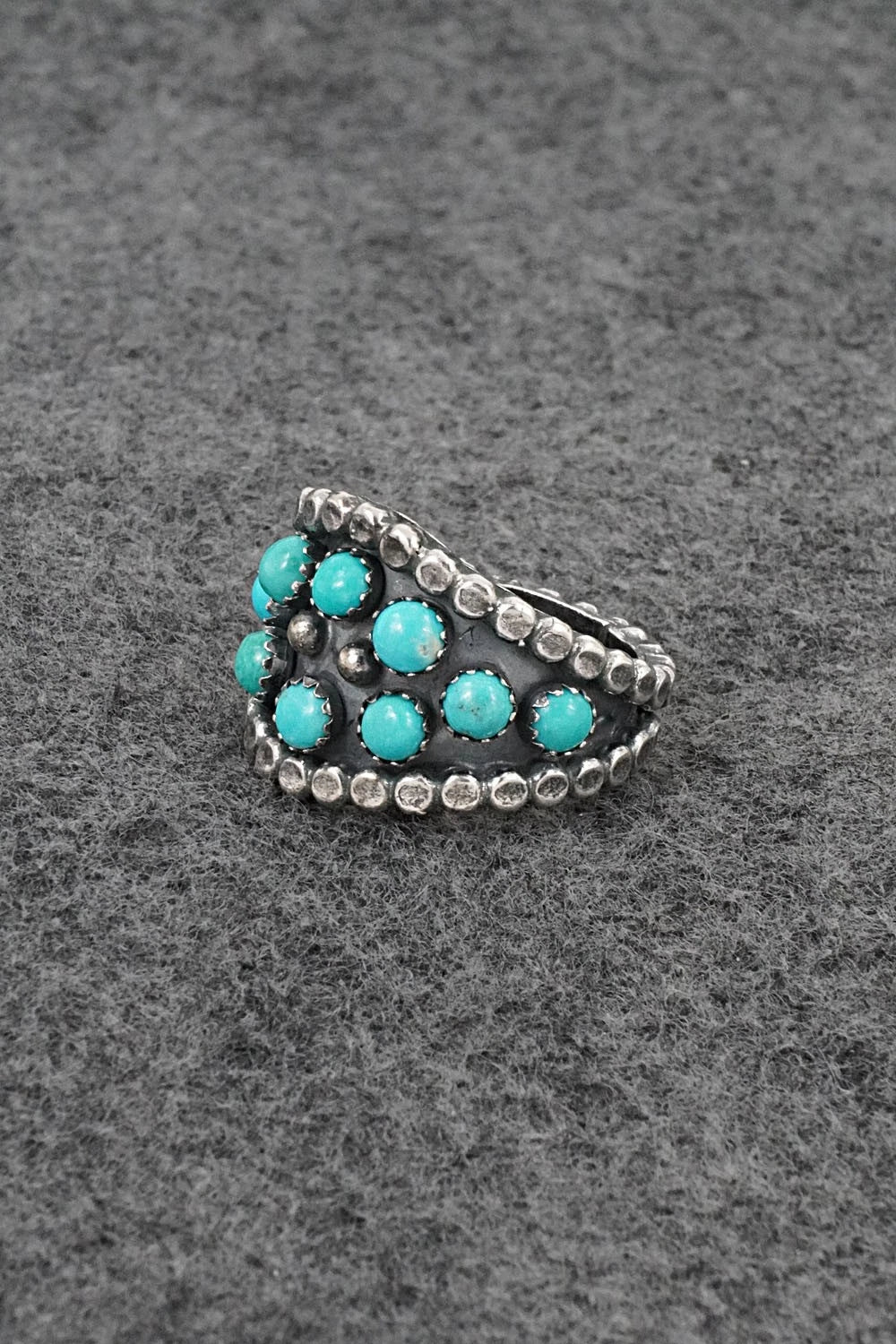 Turquoise & Sterling Silver Ring - Kenny Lonjose - Size 9.5