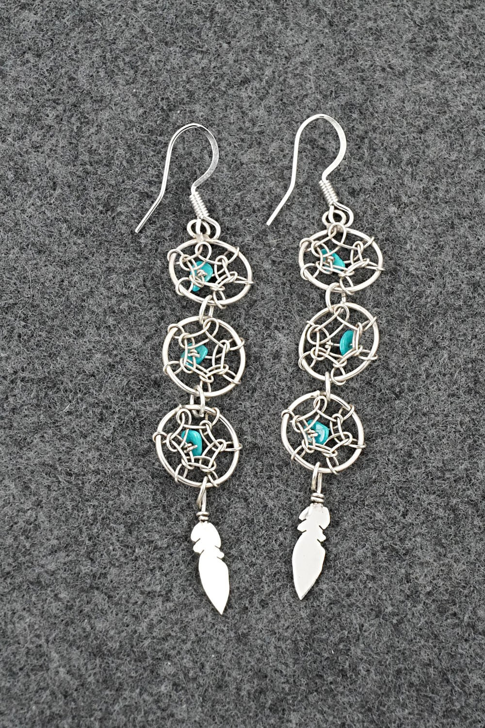 Turquoise & Sterling Silver Earrings - Lorenzo Arviso Jr.