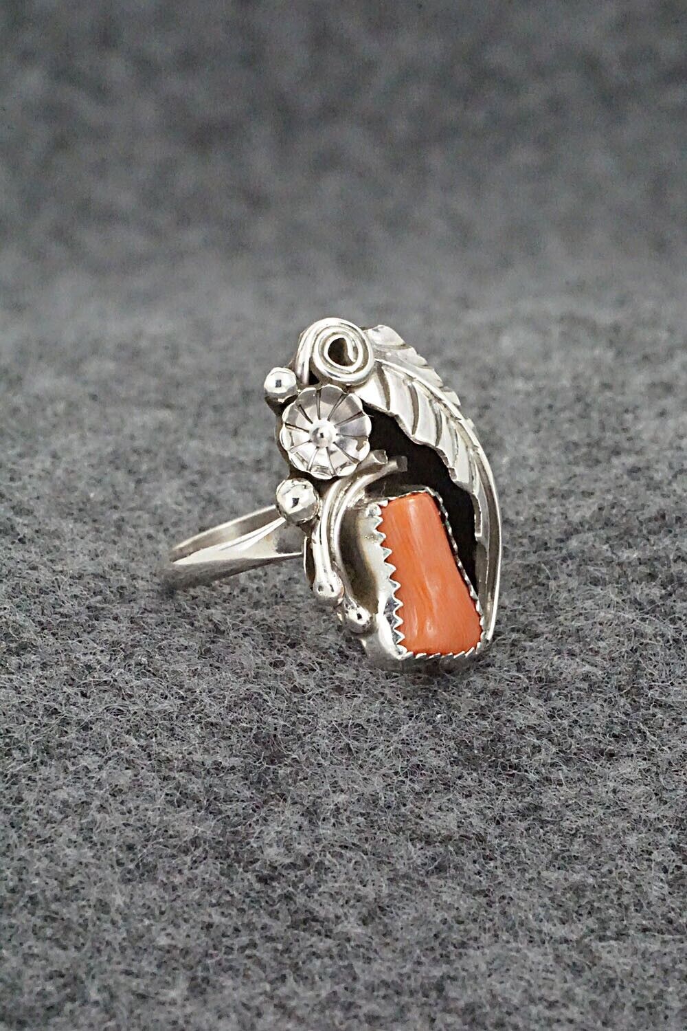 Coral & Sterling Silver Ring - Helena Martinez - Size 6.25