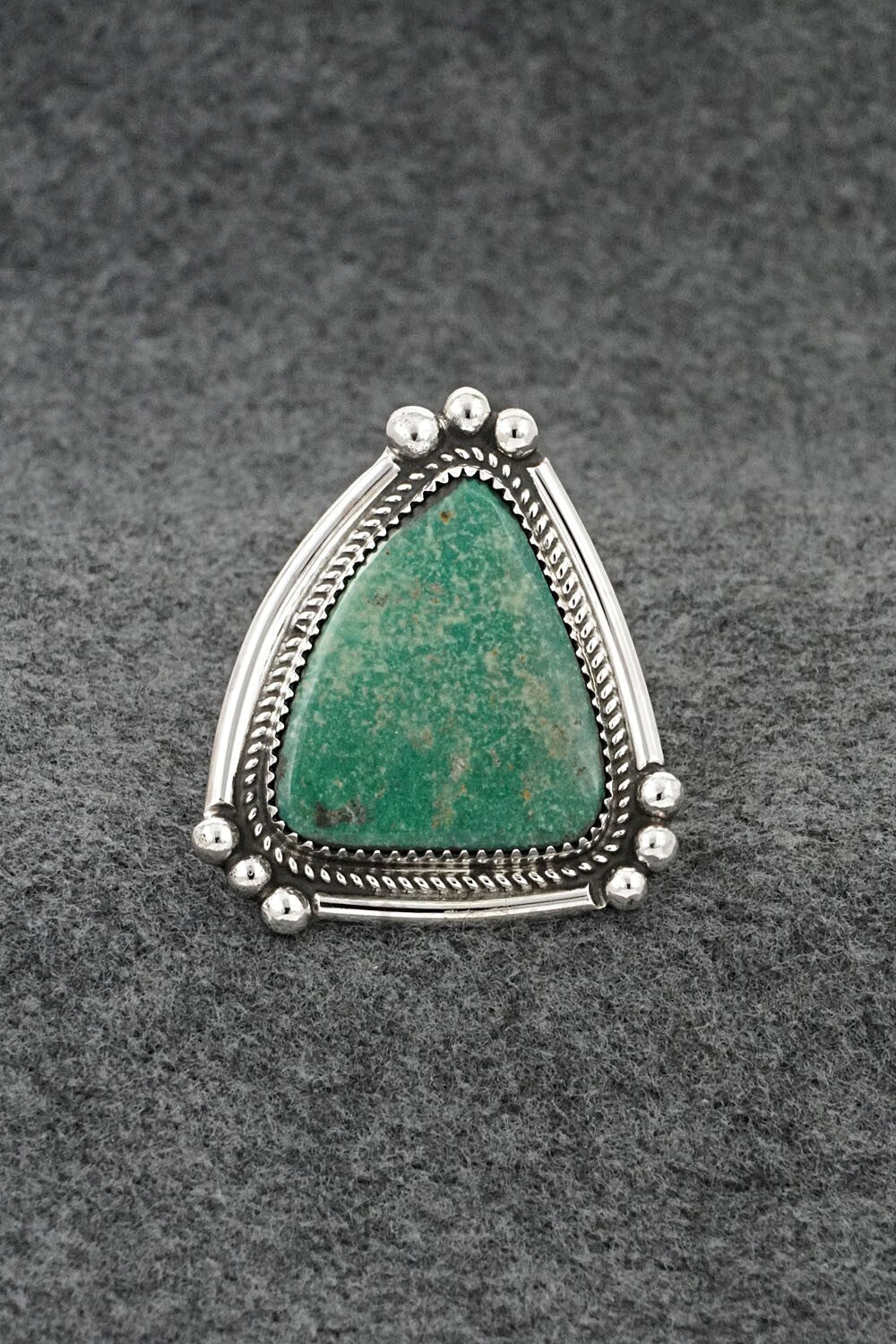 Turquoise & Sterling Silver Ring - Leslie Nez - Size 8 Adj.