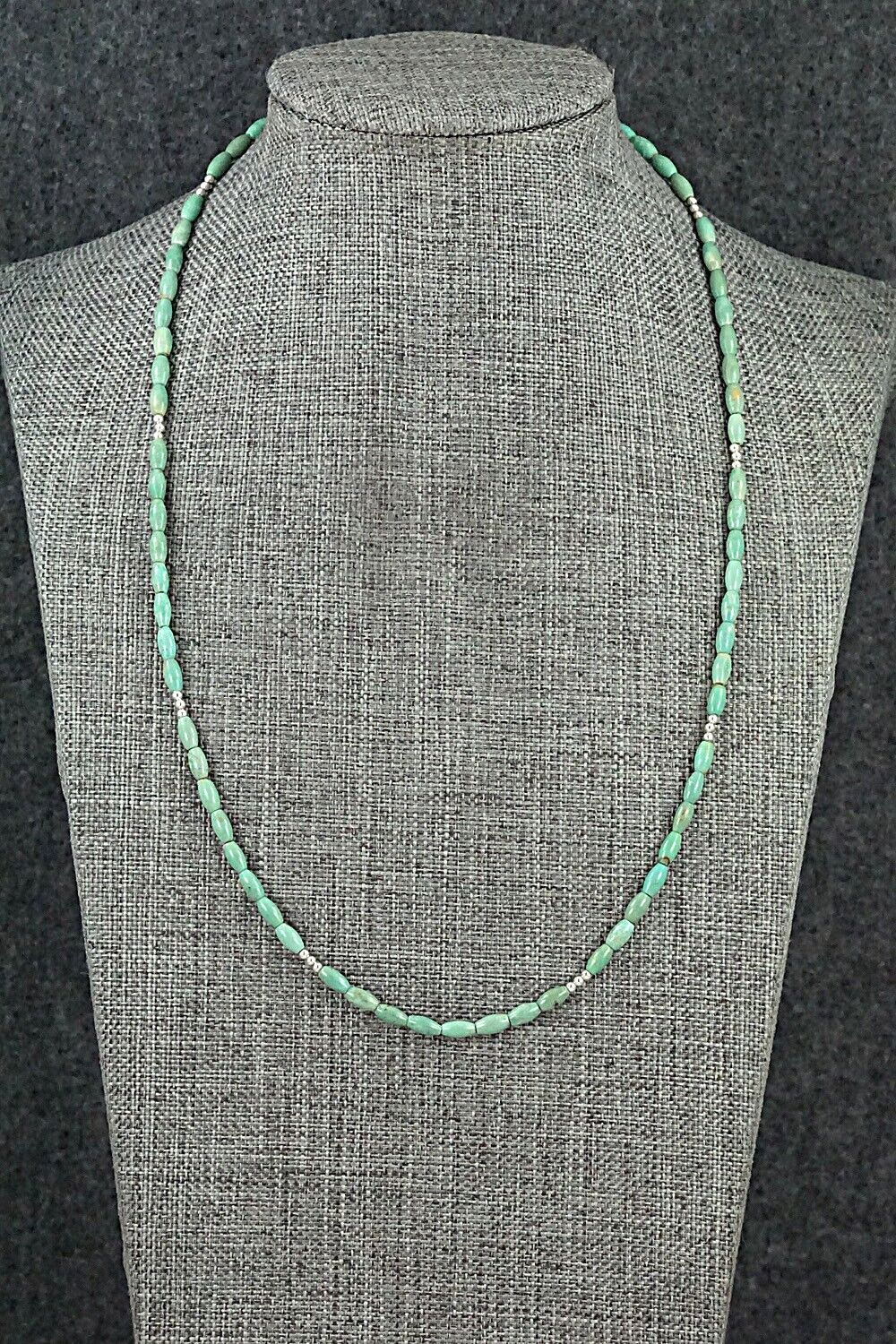 Turquoise & Sterling Silver Necklace 20" - Doreen Jake