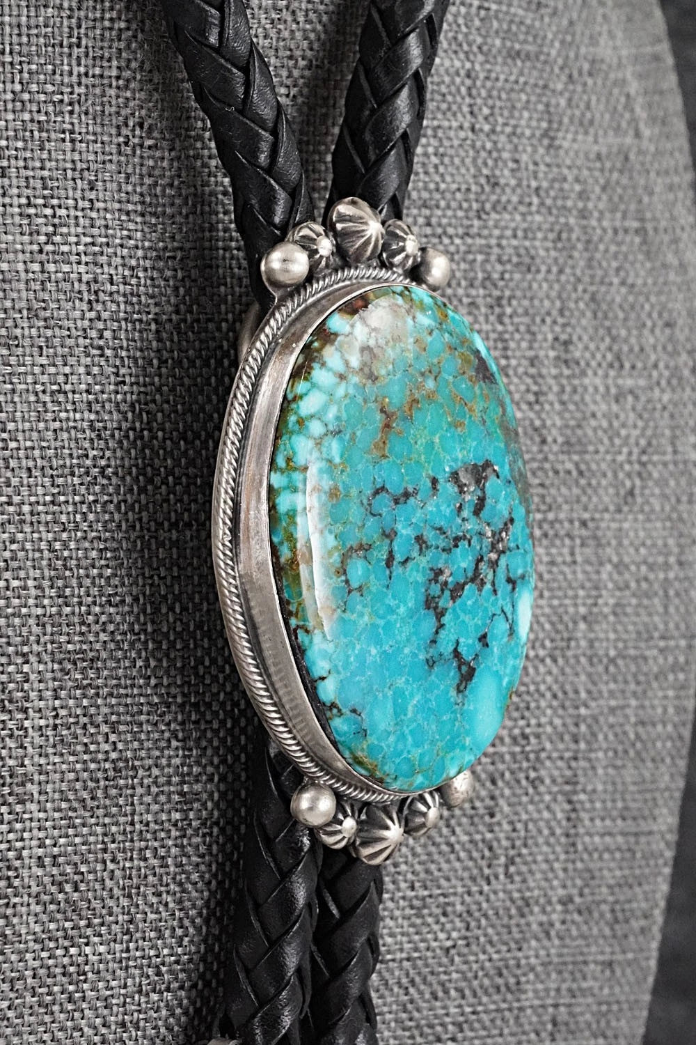 Turquoise & Sterling Silver Bolo Tie - Bobby Johnson