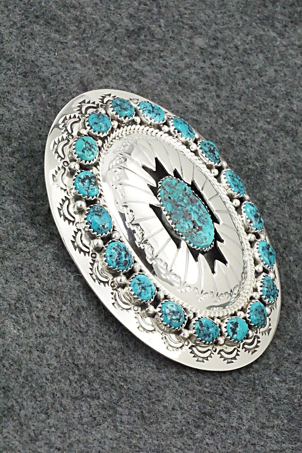 Turquoise & Sterling Silver Belt Buckle - Wilbert Muskett Sr.