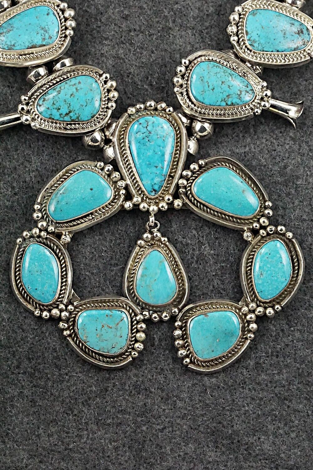 Turquoise & Sterling Silver Squash Blossom Set - Mike Platero