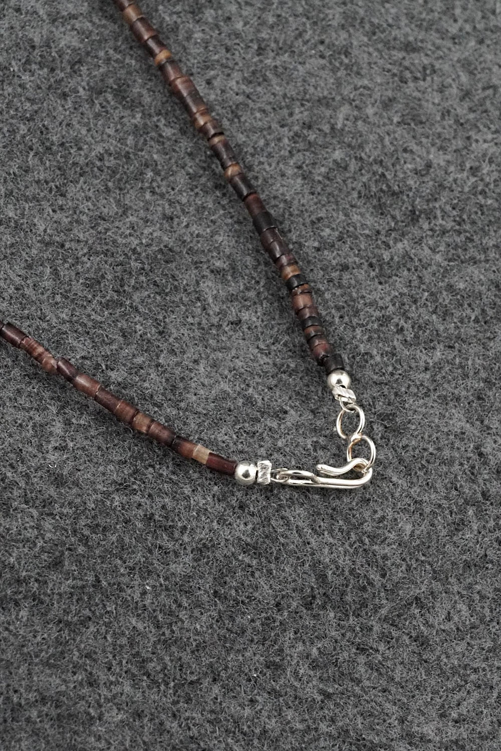 Turquoise, Spiny Oyster & Sterling Silver Necklace 24" - Doreen Jake