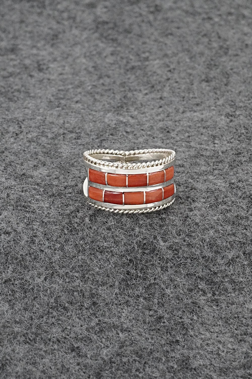 Coral and Sterling Silver Ring - Bruce Johnson - Size 10