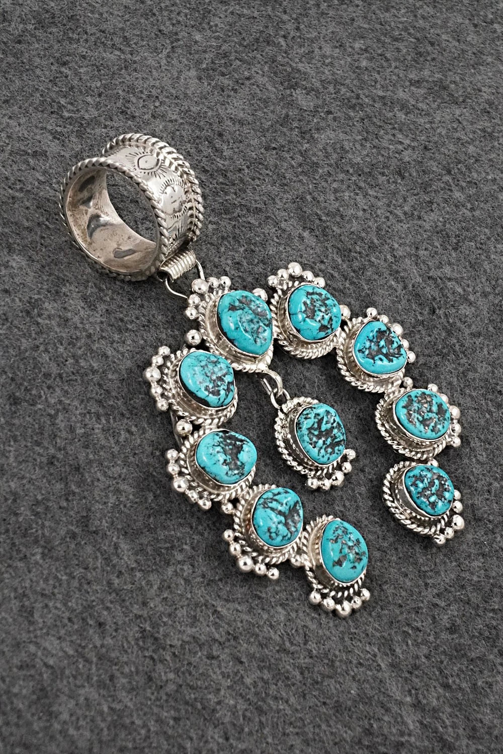 Turquoise and Sterling Silver Naja Pendant - Vernon Johnson