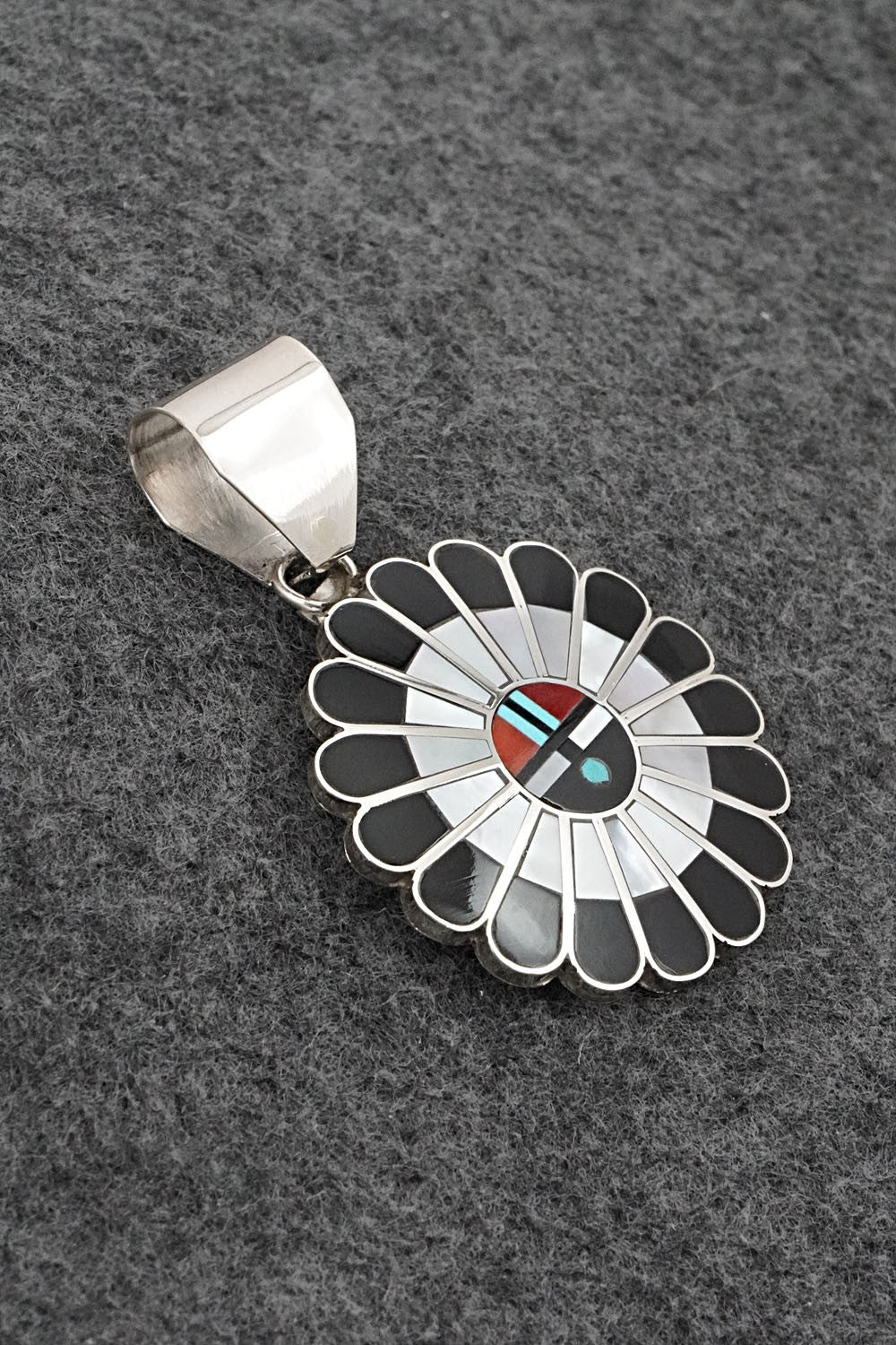 Multi-Stone & Sterling Silver Inlay Pendant - April Unkestine
