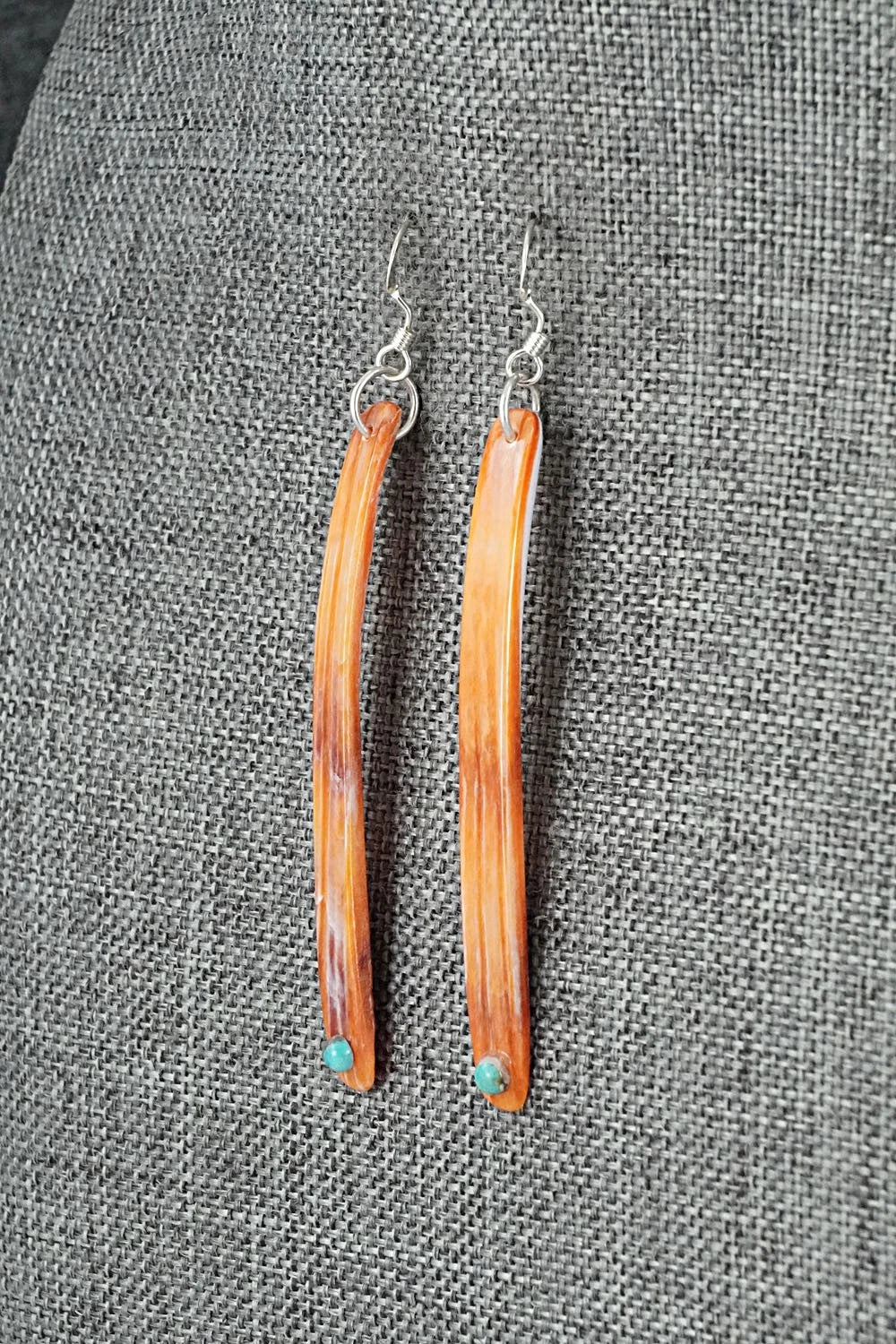 Spiny Oyster, Turquoise & Sterling Silver Earrings - Jesus Espino