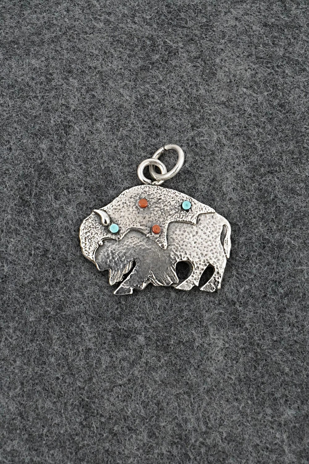 Turquoise, Coral & Sterling Silver Pendant - Virick Laweka