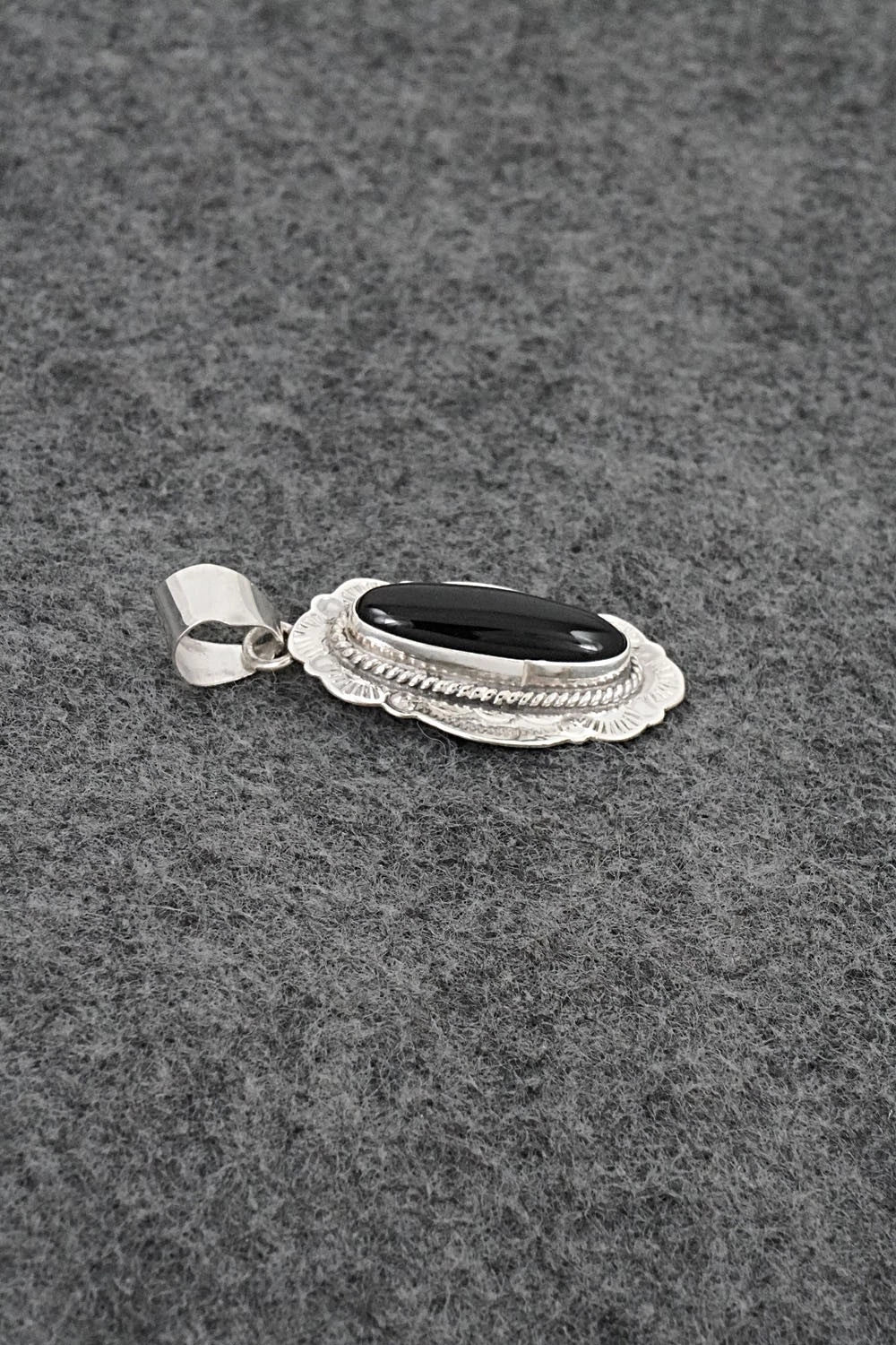 Onyx & Sterling Silver Pendant - Peggy Skeets
