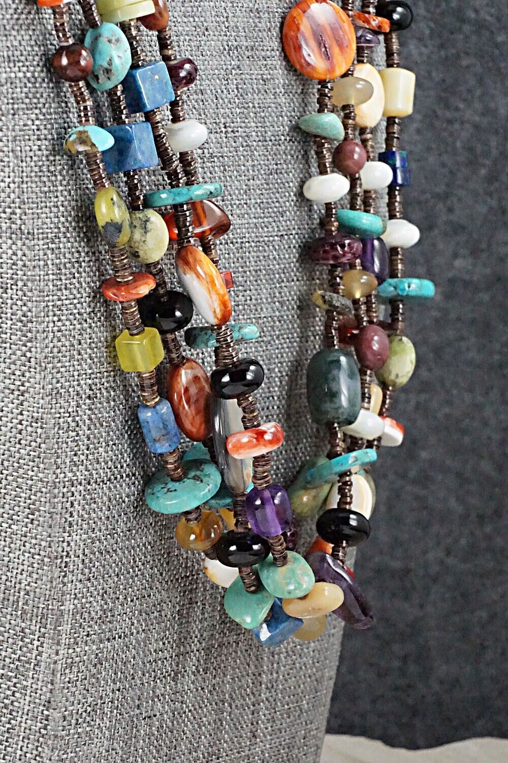 Multi Stone and Sterling Silver Necklace - Helen Tsosie