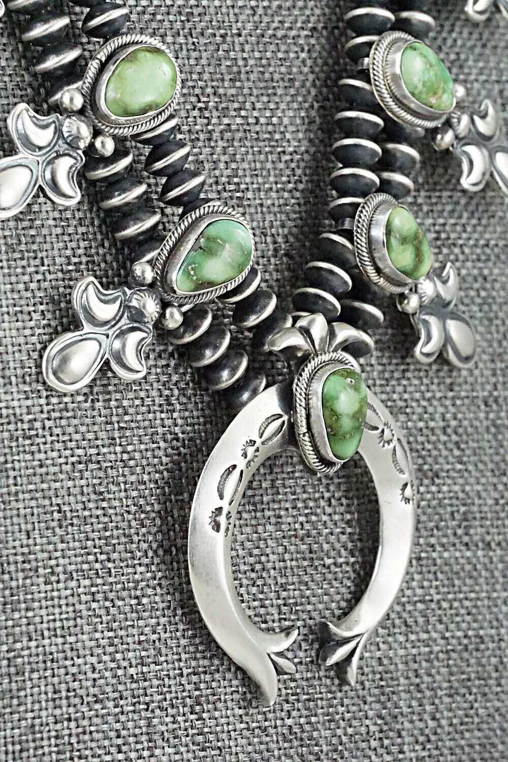 Turquoise & Sterling Silver Squash Blossom Set - Paige Gordon