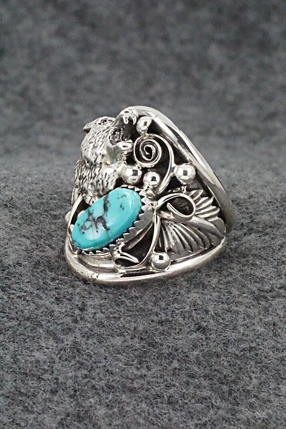 Turquoise & Sterling Silver Ring - Jeannette Saunders - Size 10