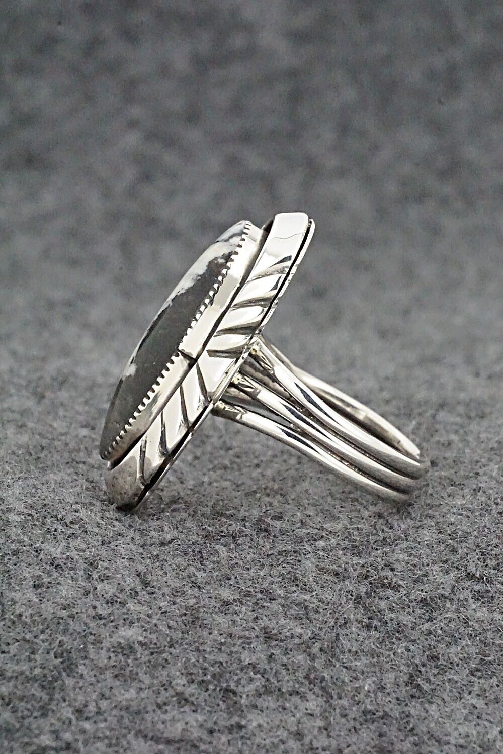 White Buffalo & Sterling Silver Ring - Myra Benally - Size 7.25