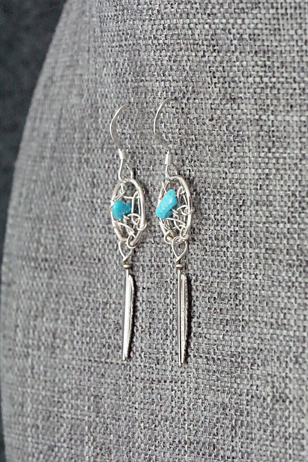 Turquoise & Sterling Silver Earrings - Lorenzo Arviso Jr.