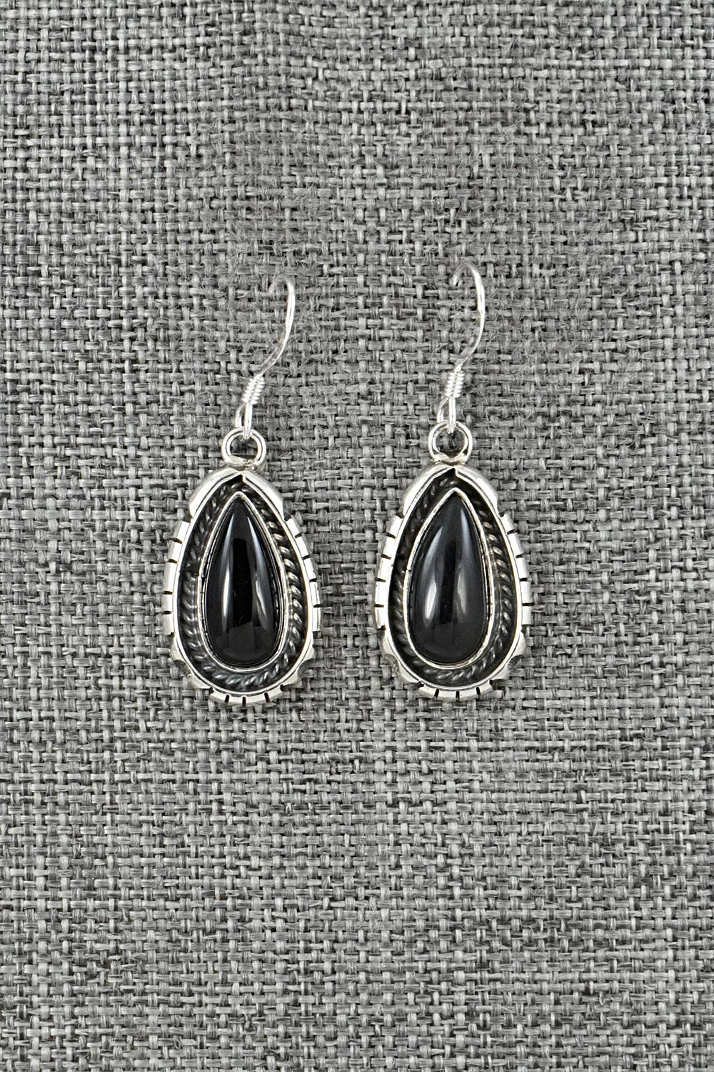 Onyx & Sterling Silver Earrings - Amos Begay