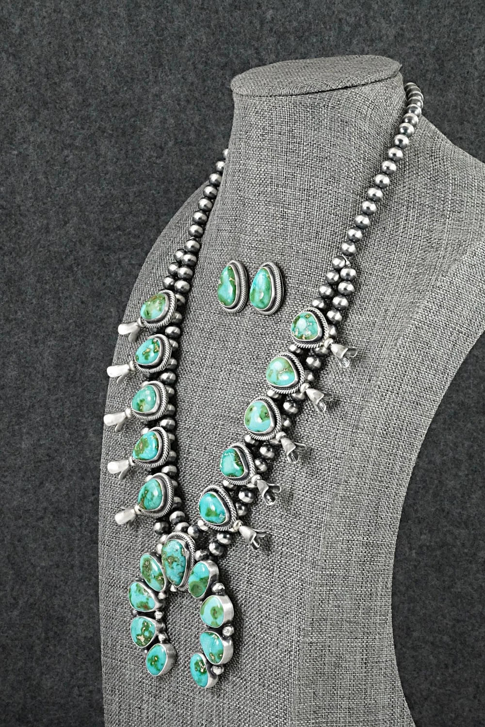 Turquoise & Sterling Silver Squash Blossom Set - Darrin Livingston