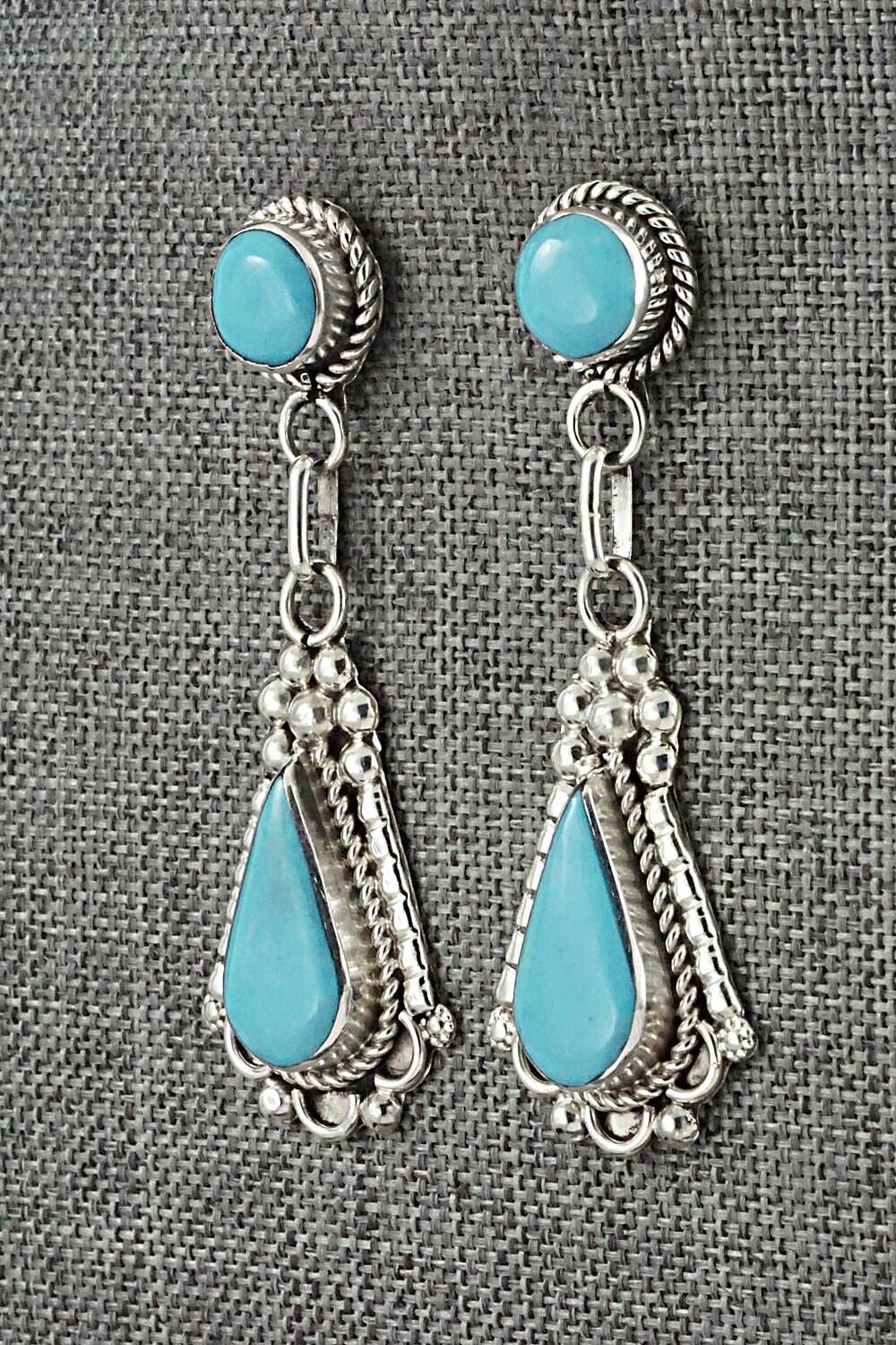 Turquoise & Sterling Silver Earrings - Juanita Yatsatie