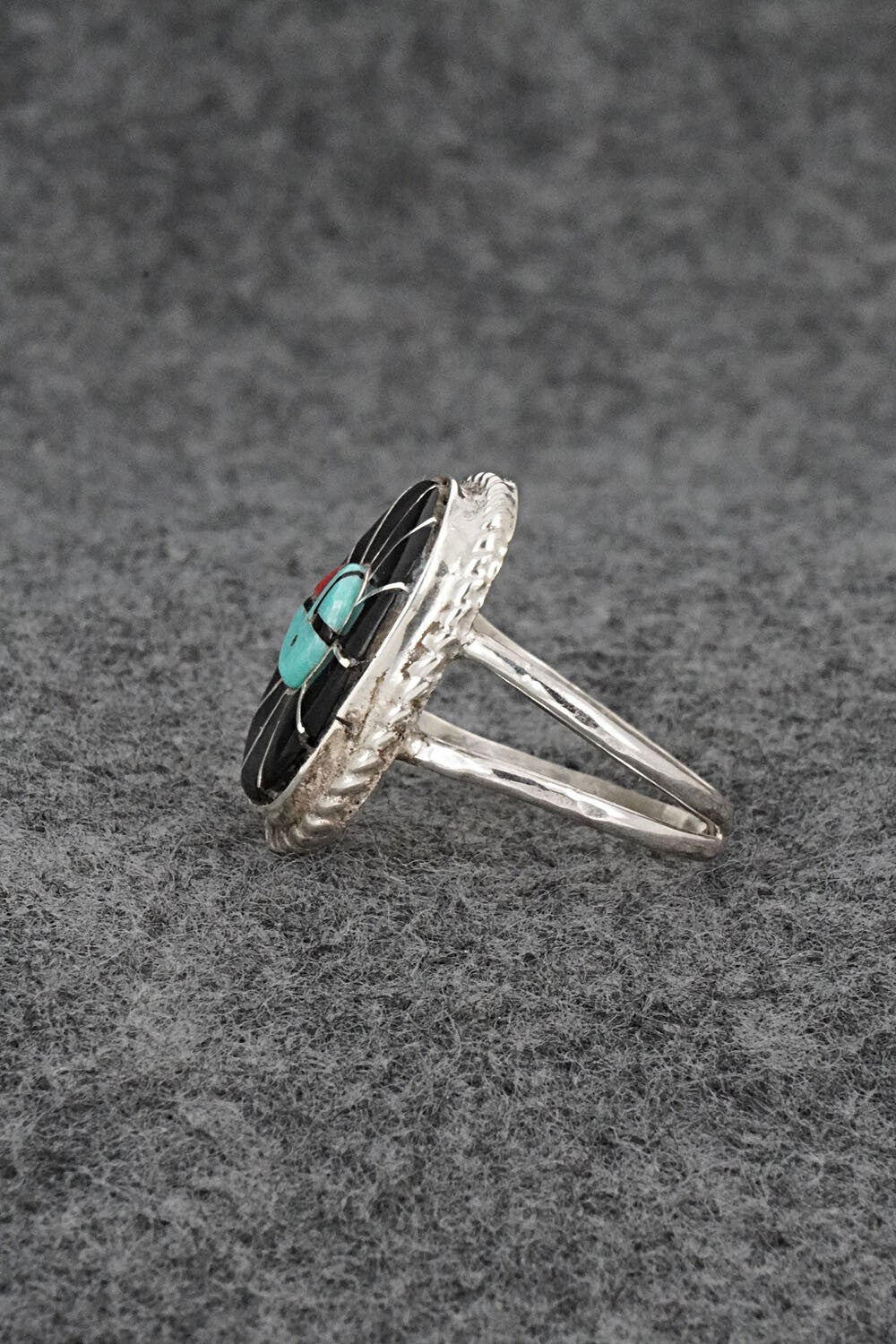 Multi-Stone & Sterling Silver Inlay Ring - Ola Eriacho - Size 8.5
