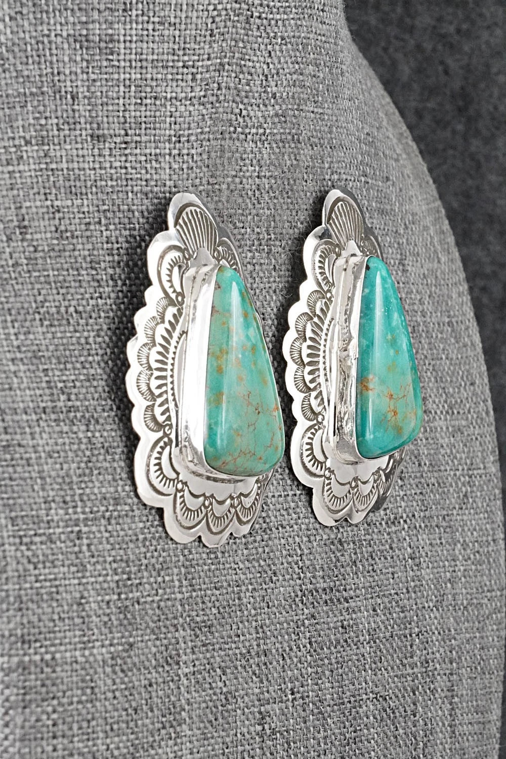 Turquoise & Sterling Silver Earrings - Arnold Blackgoat