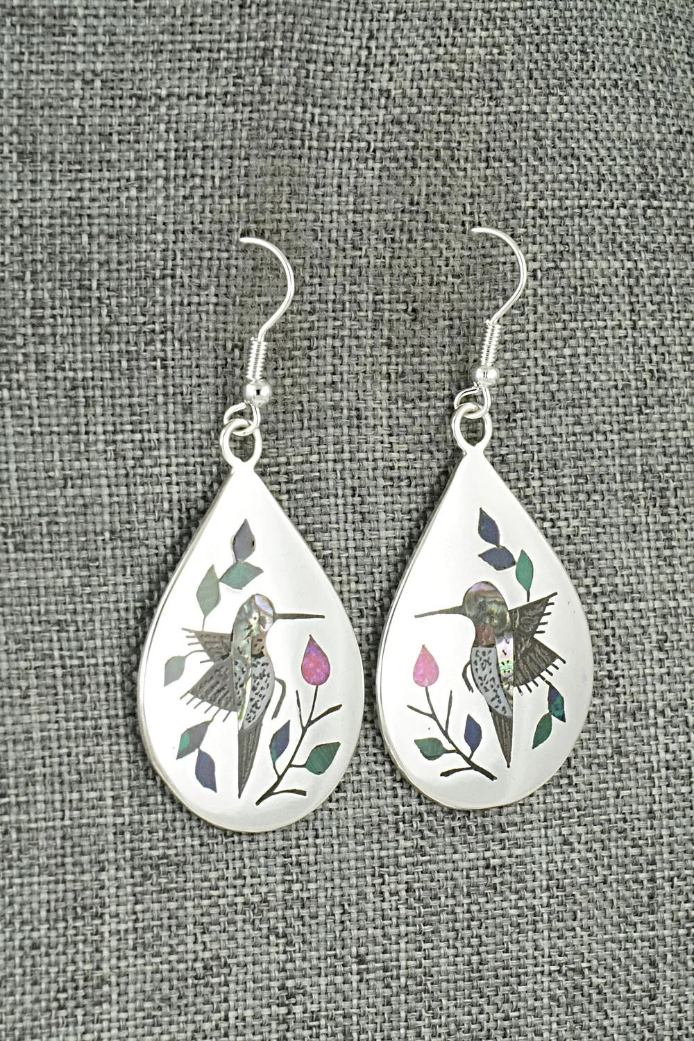 Multi-Stone Inlay & Sterling Silver Earrings - Raymond Boyd
