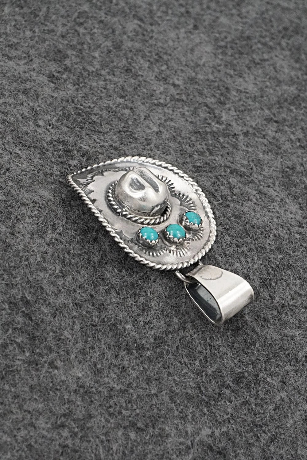 Turquoise & Sterling Silver Pendant - Bobby Platero