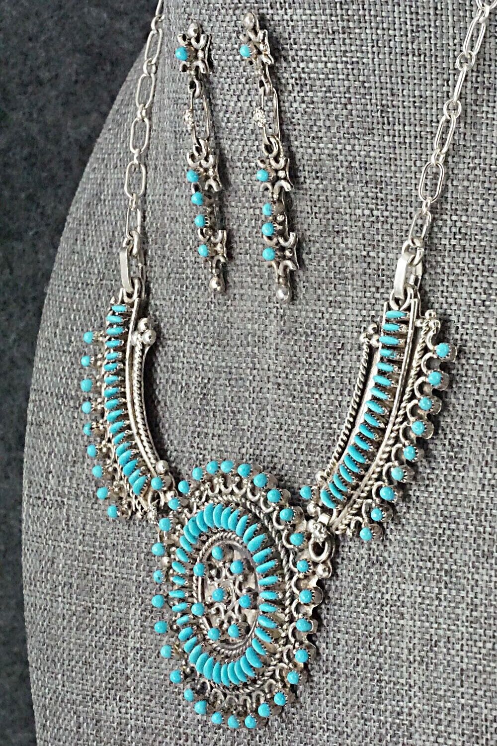 Turquoise & Sterling Silver Necklace Set - Connie Wyaco