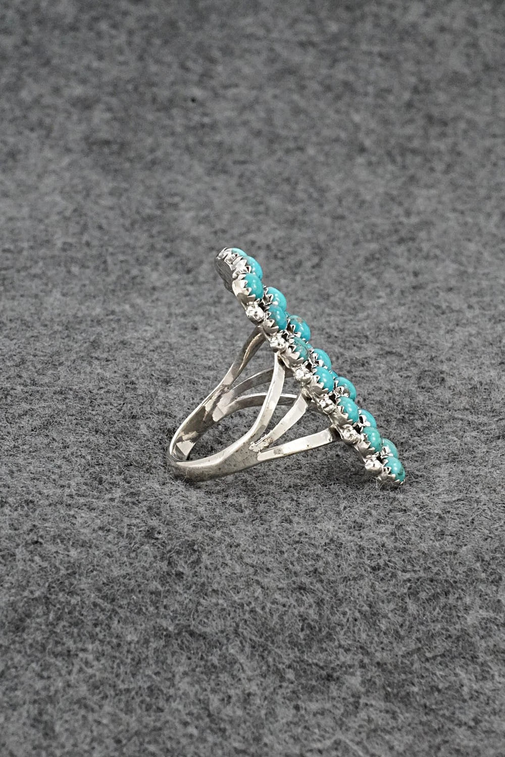 Turquoise & Sterling Silver Ring - Kenny Lonjose - Size 9